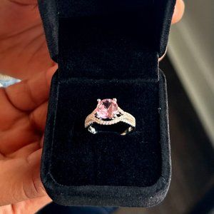 Certified Natural 1.83 Carat Pink Tourmaline 18k Gold Plated .925 Silver Ring